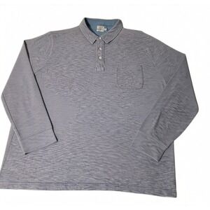 Faherty Cotton Henley Men's 2XL White Long Sleeve gorp classic hipster Polo